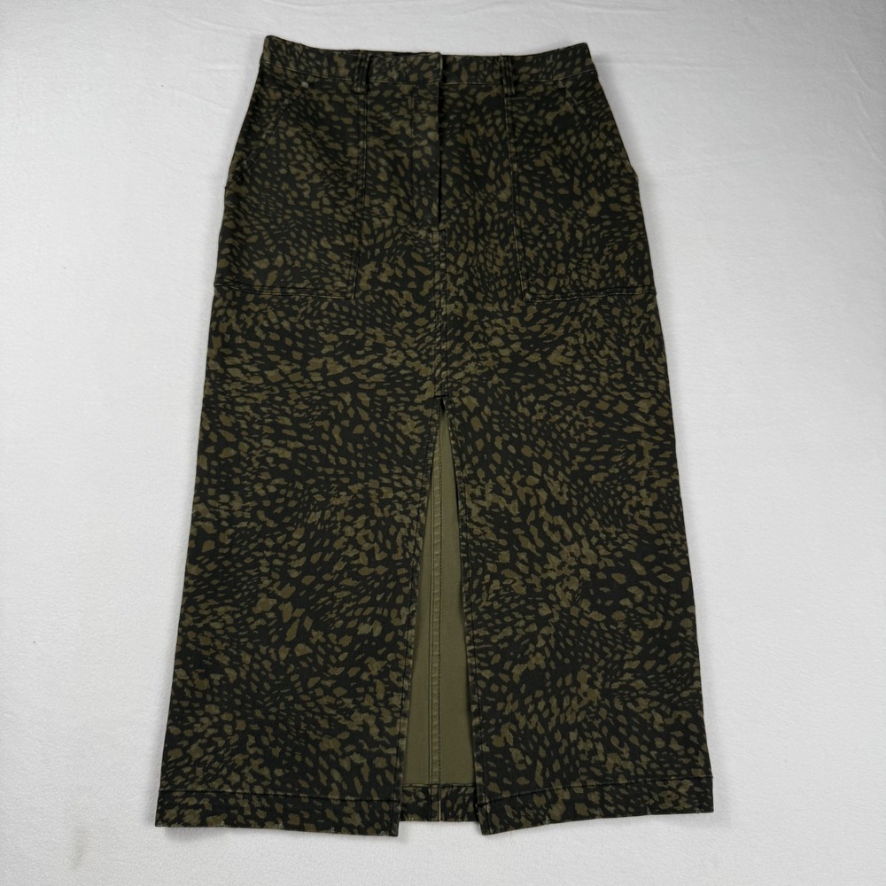 Le Superbe Animal Print Midi Skirt‎ 2 Olive Green Utility Gorpcore Cargo Slit